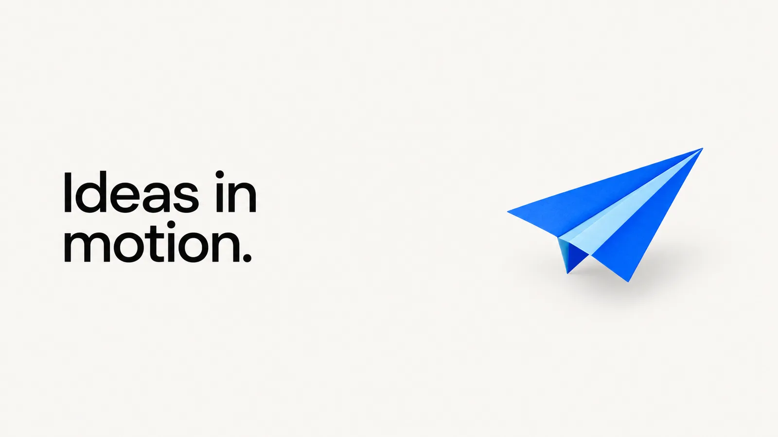 Bold blue on warm paper, file-page cards and a friendly paper plane: everyday, approachable slides for sharing work.