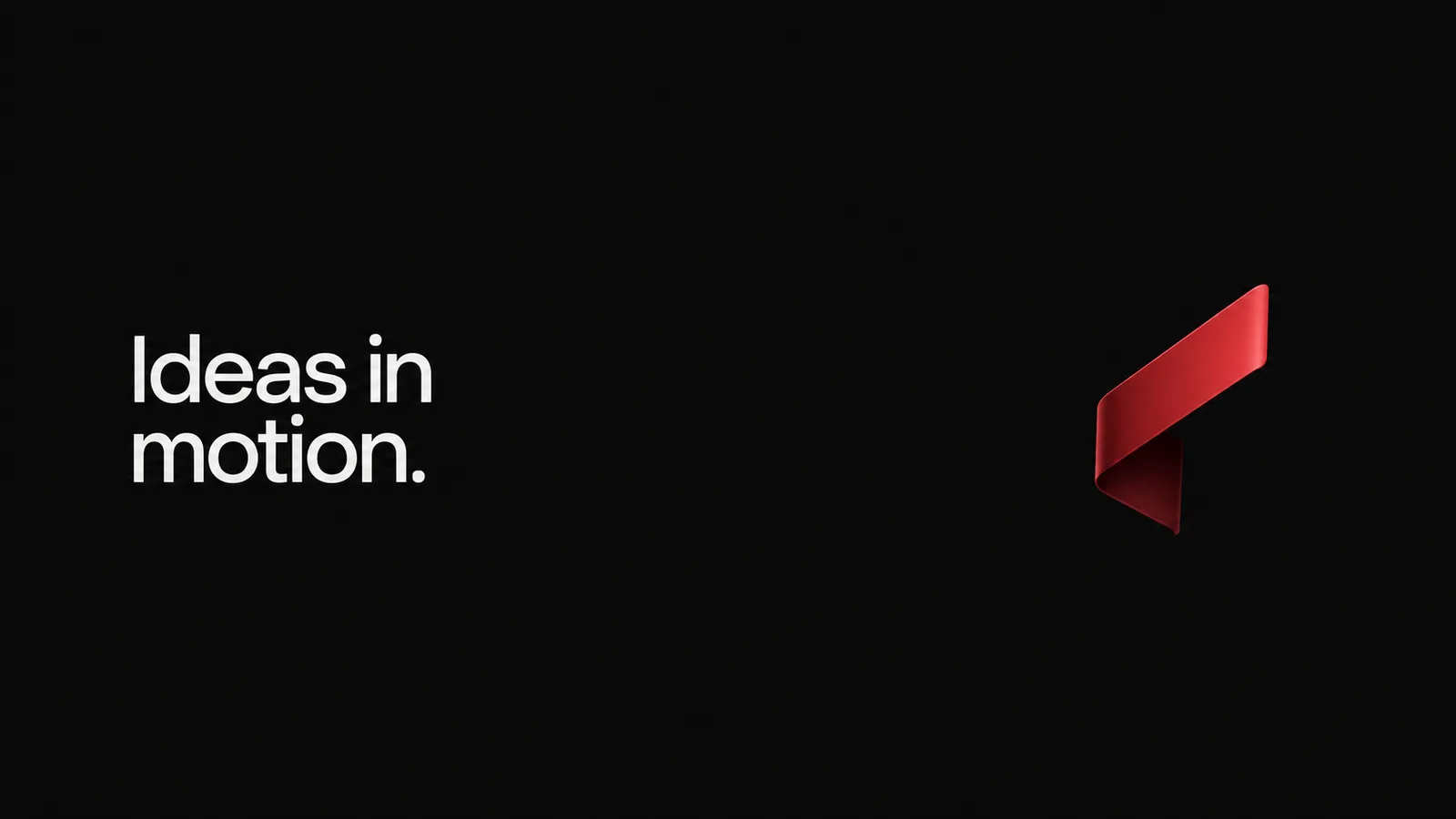 Deep black with a slashing red band and crisp white type: fast in, slow to settle, built for punchy launch moments.